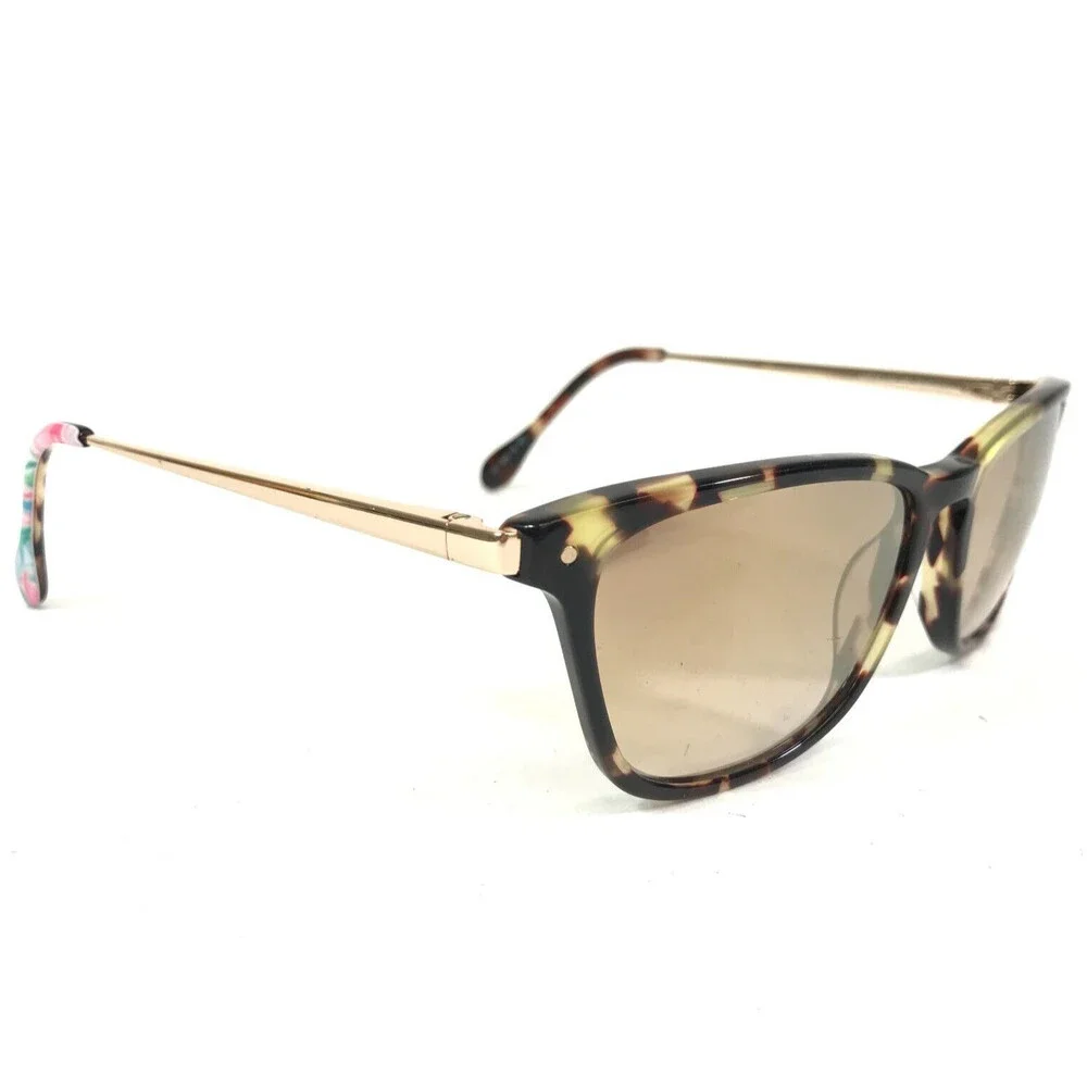 Lilly Pulitzer Sunglasses Martinique TO 9C1 Gold Tortoise Square Brown Lenses